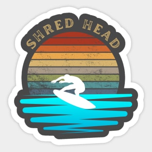 Retro Sunset With Surfer On The Open Waves Sticker